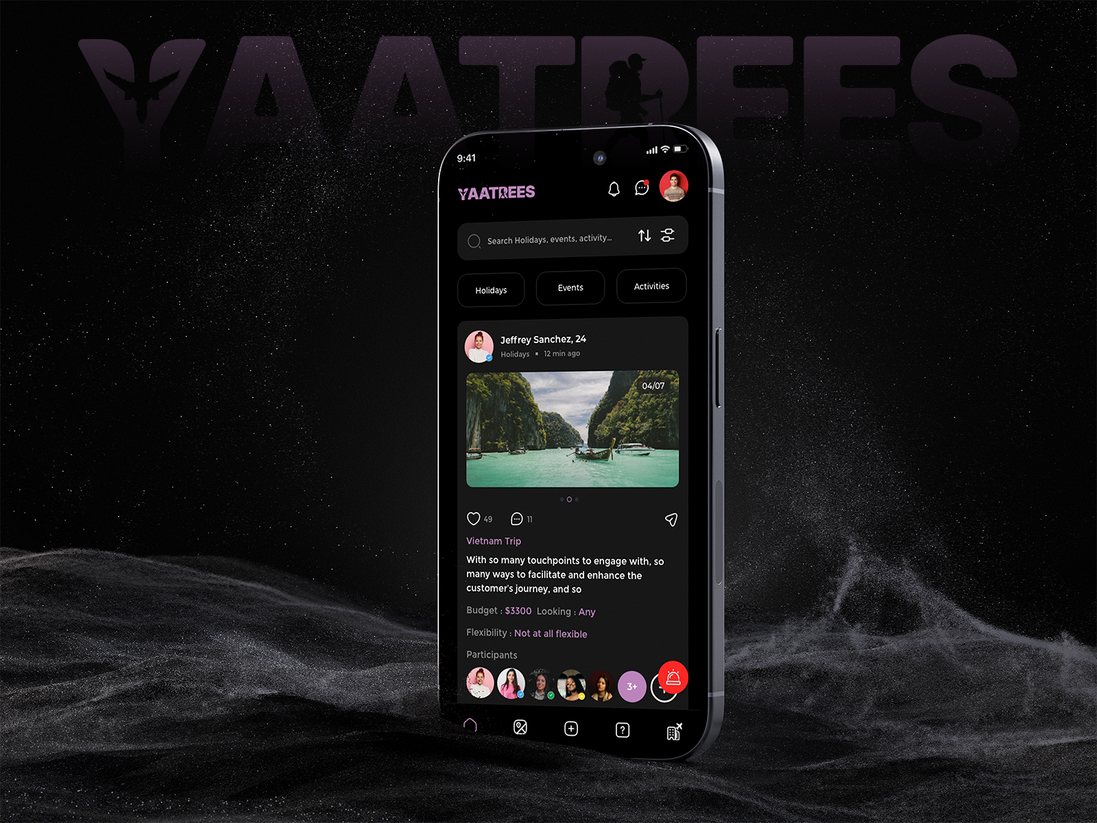 Yaatrees - Travel Community App animation app design app interaction community graphic design illustration interaction motion graphics social network travel service ui ux vacation