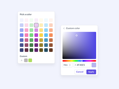 Color Picker 🌈 b2b branding color color picker components custom color customise palette saas settings ui design