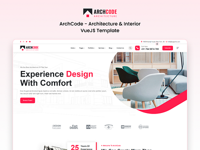 ArchCode - Architecture & Interior VueJS Template creative design product design social media post template ui uiux user interface vue vuejs web design website