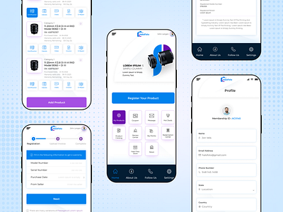 Warranty registration APP app design figma ui ux wireframe xd