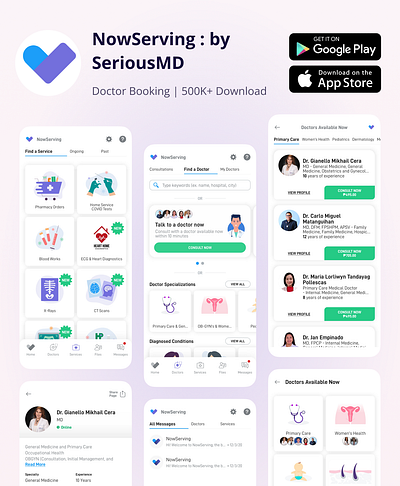 NowServing : by SeriousMD | Doctor Booking App android app development app app development app ui doctors appointment app flutter app development healthcare app ios app development medical app nowserving app (by seriousmd) ui design ui ux design ux design