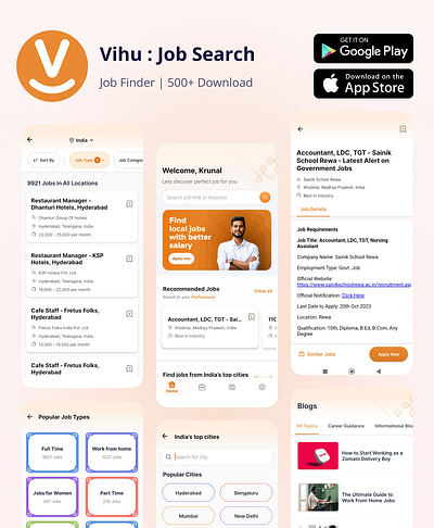 Vihu: Job Search App | Job Finder App android app development app app development app ui flutter app development ios app development job app job finder app job search app job seeker app ui design ui ux design ux design vihu: job search app