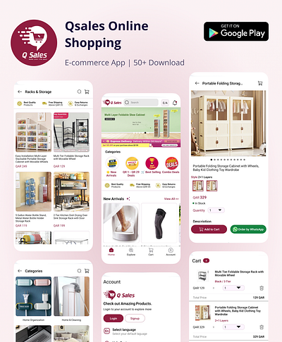 Qsales Online Shopping | E-commerce App android app development app app development app ui e commerce app flutter app development ios app development online shopping app qsales online shopping shopping app ui design ui ux design ux design