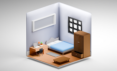 Isometric Bedroom - Blender 3d graphic design