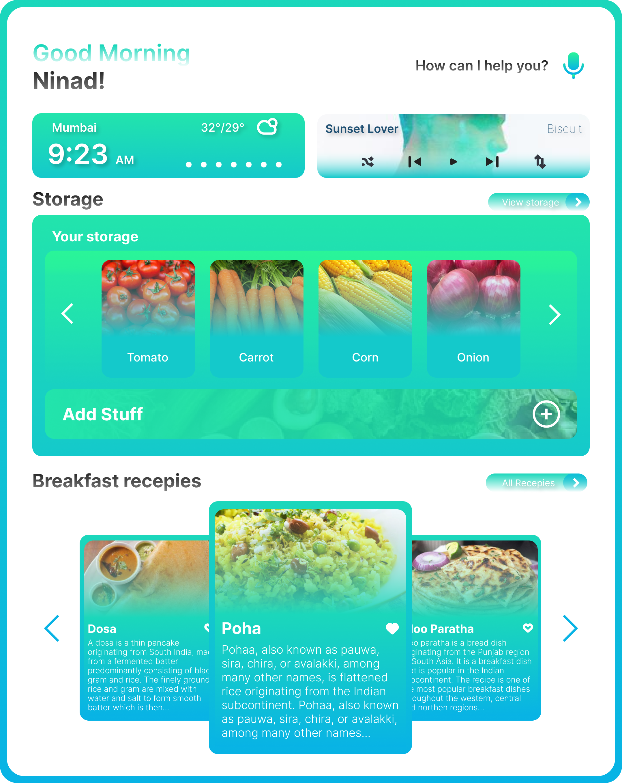 Smart Refrigerator design fridge gradient graphic design green interface interface design modern simple ui uiux user experience ux