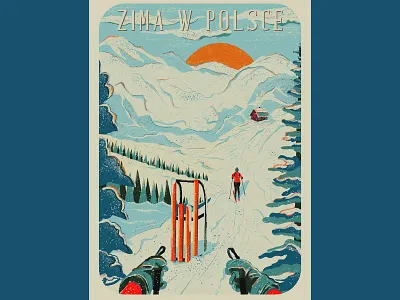 Zima w Polsce graphic design illustration procreate retro ski snow vintage winter