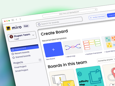 Miro Dashboard Redesigned browser chrome collaboration dashboard group mac miro redesign safari ui web windows
