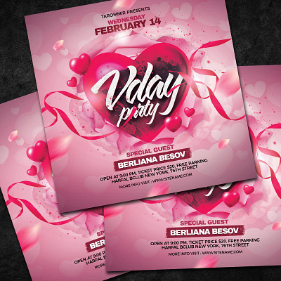 Valentines Day Party Flyer roses valentines day