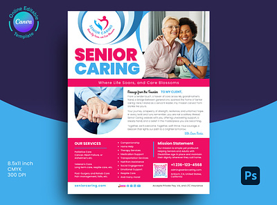 Senior Care Flyer Template in Photoshop Template best medical flyer template green retirement homes flyer home care flyer nursing home flyer senior care flyer canva template