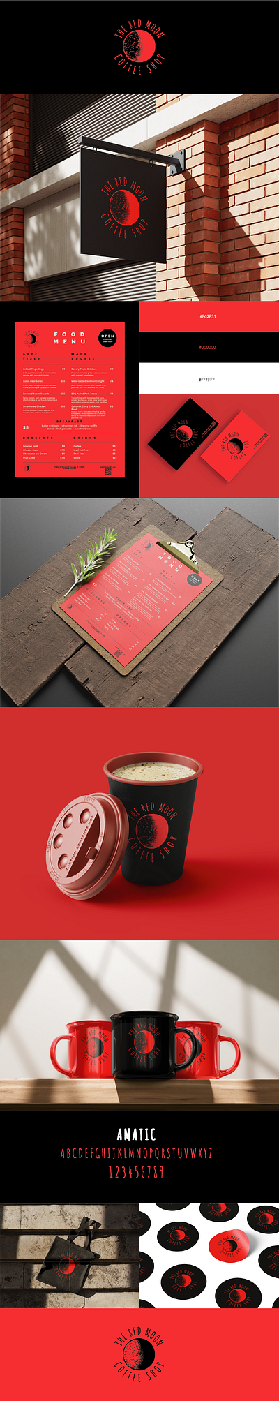 RED MOON COFEE SHOP BRANDING branding cafe coffee coffee shop graphic design logo