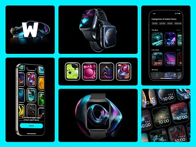 Watch Faces App Animation inspiration mobile animation mobile app motion design onboarding app trendy design ui uxui design wallpapers watch app