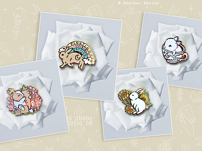 Bunny Enamel Pin Collection accessories branding bunnies cherry blossom chronic illness chronic illness pride cute pin designs enamel pins floral invisible illness merch merchandise products rabbits rainbow self expression teacup whimsical enamel pins