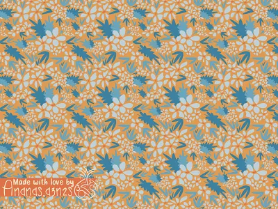 Frosty flowers🌼 2d illustration adobe illustrator blue design floral pattern flowers flowers pattern frost frosty flowers hand drawn pattern ice illustration illustrator leaves meadow nature pattern orange seamless pattern summer vector