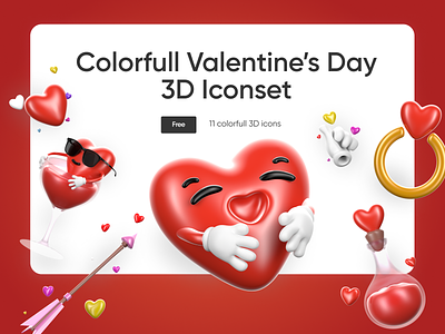 Valentine’s Day Free Icon Pack 💘 3d 3d art branding design desire agency free graphic design heart icon illustration logo motion graphics ui valentine valentines day