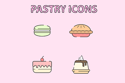 Cute Pastry Icons icon vector