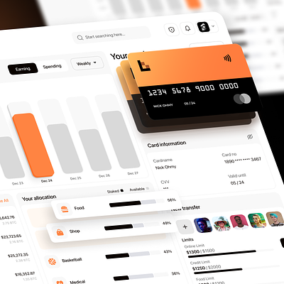 Dashboard Wallet Manager branding dashboard design figma graphic design manager managment minimal orange ui uiux ux wallet
