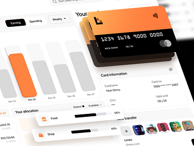 Dashboard Wallet Manager branding dashboard design figma graphic design manager managment minimal orange ui uiux ux wallet