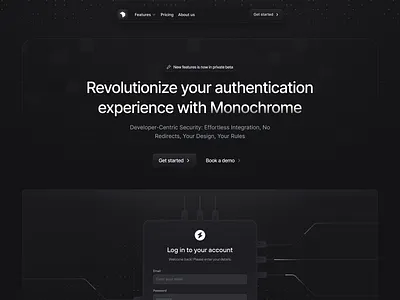 Authentication Platform Landing Page auth authentication platform bento grid dark landing dark mode design futuristic ui landing page design marketing page uidesign uiux web design website