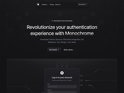 Authentication Platform Landing Page auth authentication platform bento grid dark landing dark mode design futuristic ui landing page design marketing page uidesign uiux web design website