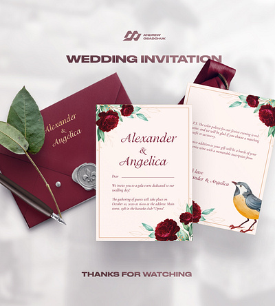 Wedding Invitation Design adobe illustrator adobe photoshop banner bird card creative design envelope flowers flyer gift card graphic design invitation polygraphy poster presentation print design red typography wedding