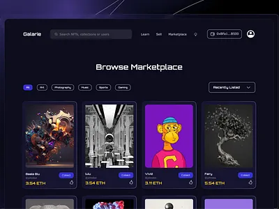 Galarie | NFT Marketplace art community crypto design marketplace nft ui ux web3