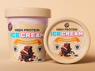 CUP ICE CREAM LABEL DESIGN chocolate ice cream cup ice cream design fiverr graphic design high protein ice crem illustration label label design logo design packaging packaging design pouch pouch design protein