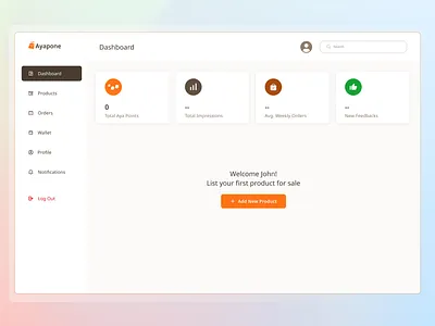 Ayapone | Web3 Ecommerce Merchant Dashboard community crypto dashboard design merchant ui ux web3