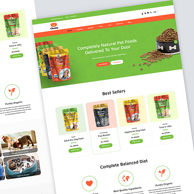 Chew Pet Food website cat dog ecommerce figma food pet shop store ui ux web design