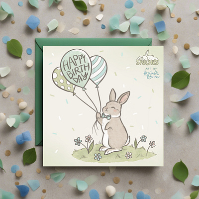 Bunny birthday card design balloons birthday birthday card bunnies greetings card illustration rabbits