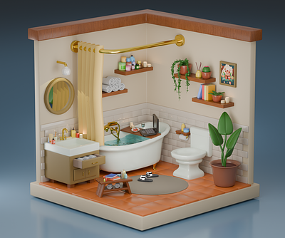 3D ISOMETRIC BATHROOM 3d bathroom blender isometric room