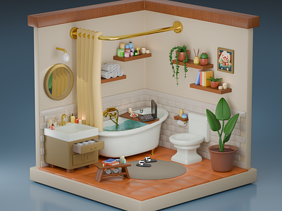 3D ISOMETRIC BATHROOM 3d bathroom blender isometric room