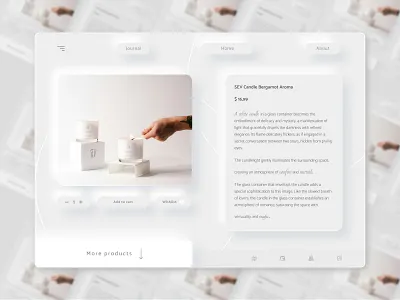 Product Page "Candle" candle design home page minimalism neumorphic style ui ux web desing white style