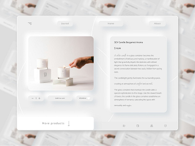 Product Page "Candle" candle design home page minimalism neumorphic style ui ux web desing white style