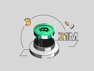 Bitcoin amount 21 bitcoin blockchain branding coin design exchange green illustration m ui