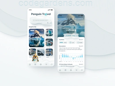 Travel App adventure antarctica app design app designer travel travel app ui ux design