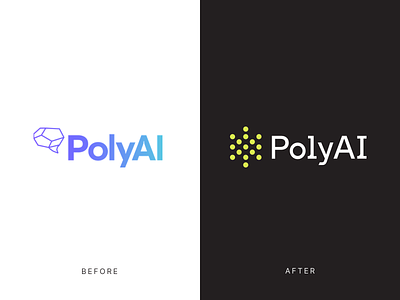 PolyAI Before + After b2b b2b branding b2b tech before and after brand design brand identity branding branding agency focus lab logo design logomark visual identity