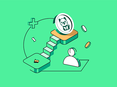 Shiba bitcoin blockchain branding coin contact design exchange green illustration memecoin plus shiba stair ui user win