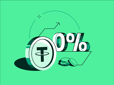 Buy Tether with 0% fee bitcoin blockchain branding coin coins design exchange fee green illustration increase tether ui