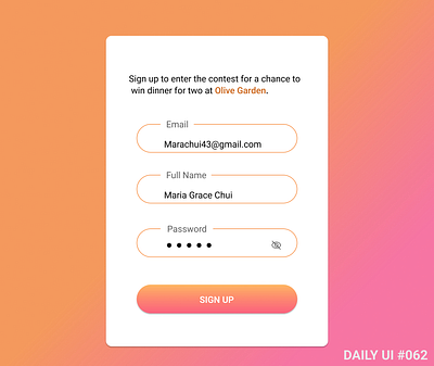 Daily UI #062- Sign Up Form app design ui ux