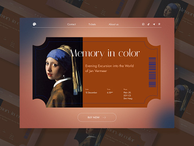 Homepage "Museum Ticket" home page minimalism museum museum ticket the girl with the pearl earring ticket ui ux web desing