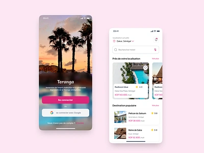 Booking App Teranga mobile app typographie ui ux