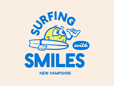 Surfing With Smiles badge beach branding illustration logo logo design ocean smile smiles smiley surf surfing typography
