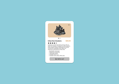 Product card with add to cart and favorite button dailyui graphic design product card ui uiux