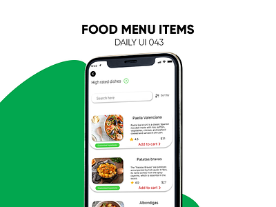 Food Menu Items #DailyUI #043 app branding challengedailyui dailyui design graphic design illustration logo typography ui uiux ux vector