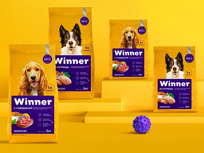 Winner. Packaging design for a line of pet food branding design graphic design logo minimal package package design