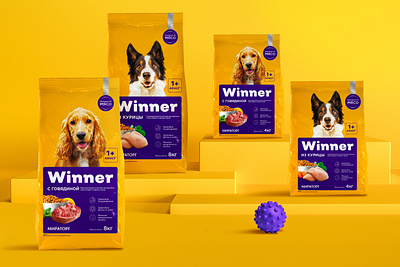 Winner. Packaging design for a line of pet food branding design graphic design logo minimal package package design