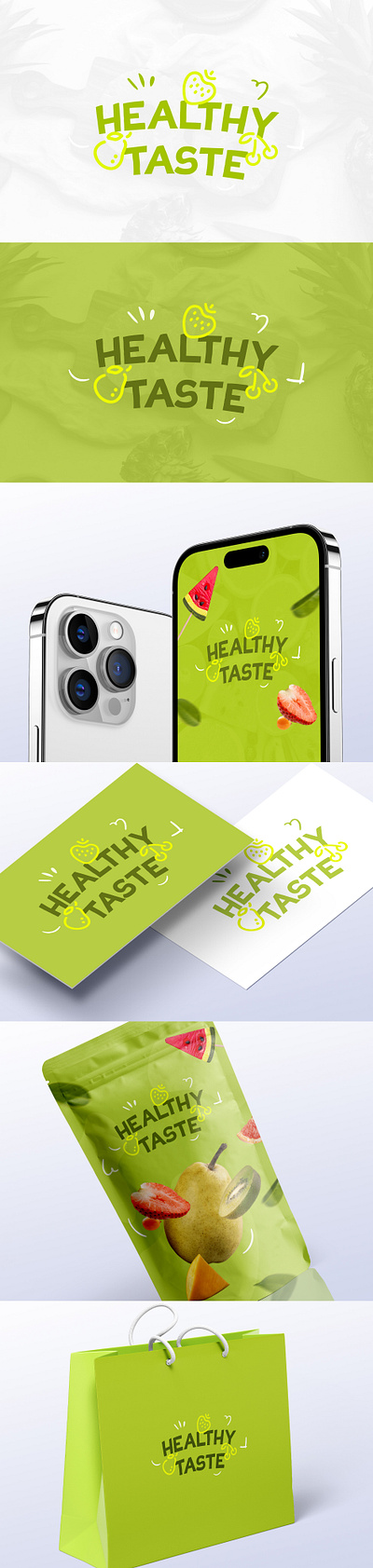 Healthy Taste Branding adobe illustrator brand identity brandbook branding business corporate identity cover design fruits green healthy logo logo design logofolio minimal pattern polygraphy presentation vector tracing visual identity