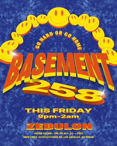 BASEMENT 258 flyer branding graphic design illustration