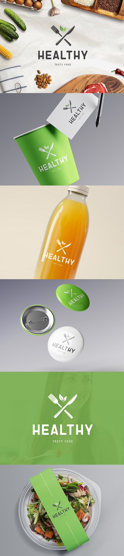 HEALTHY - Logo Design adobe illustrator adobe photoshop brand identity brandbook branding corporate identity delivery design food fork healthy knife logo logo design logofolio minimal pattern presentation vector tracing visual identity