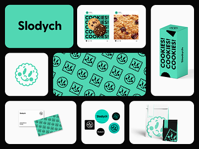 Branding Slodych biscuits brand identity branding company cookies food fun minimal presentation simple smile